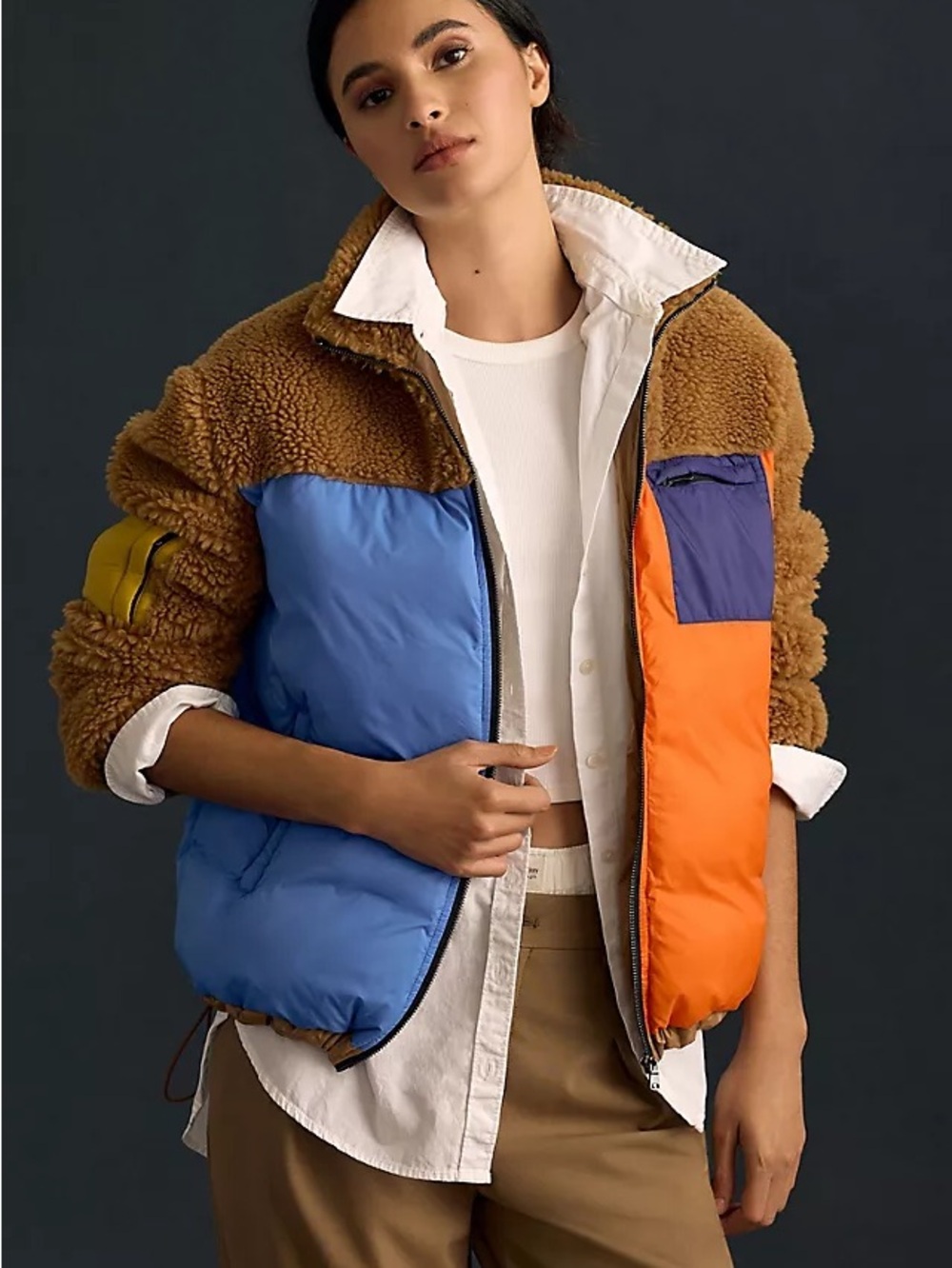 Anthropologie Kule Krispie Colorblock Fleece Jacket